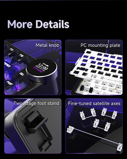 AJAZZ AK820 V2 / AK820 V2 Pro Gaming Mechanical Keyboard 75% ABS 82 Keys 10000mAh Wireless Tri-mode Gamer Keyboard for Laptop PC