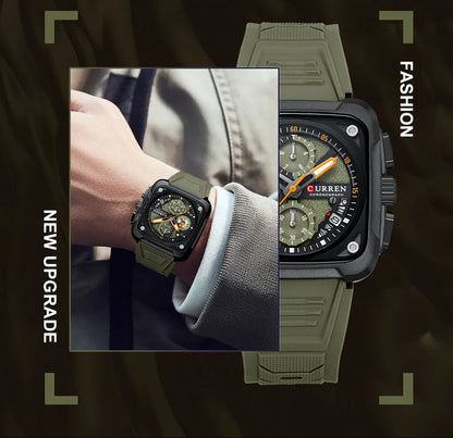 Top Brand CURREN Men's Watches Luxury Square Quartz Wrist Watch Original Waterproof Luminous Chronograph Watch for Men Relogio