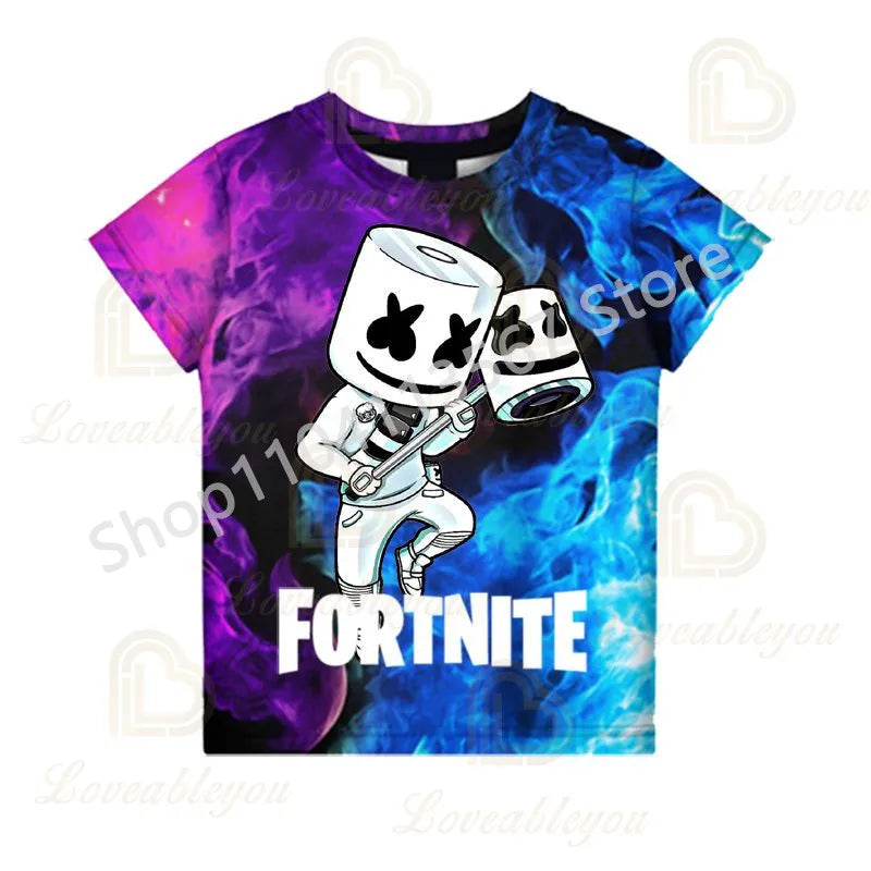 F-Fortnited T-Shirt für Jugendliche – Battle-Game-Shirt für Erwachsene, kurzärmeliges Sommer-T-Shirt für Teenager, Jungen und Mädchen