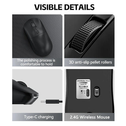 Mouse de gaming wireless Warvank X8, 500 mAh, reîncărcabil TYPE-C, mouse de birou potrivit pentru laptopuri și computere desktop