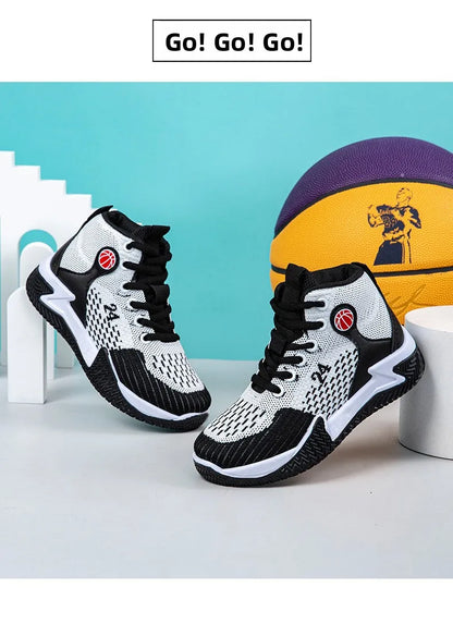 Large Size High-Top Sports Shoes Men's Casual Breathable Comfortable Thick-Soled Basketball and Running Shoes