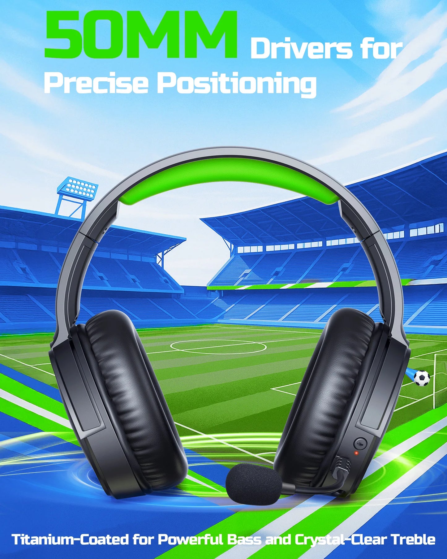 BINNUNE 2.4GHz Wireless Gaming Headphones BW02 with Flip Mic Bluetooth Headsets Gamer for Ps5/4,PC,Mac,Laptop,Computer