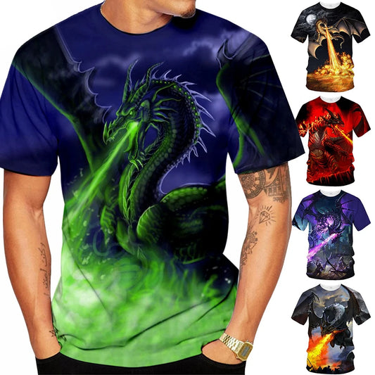 Sommermodetrend: kreatives, lässiges, weiches und bequemes Kurzarm-T-Shirt mit 3D-Druck und Drachenmuster