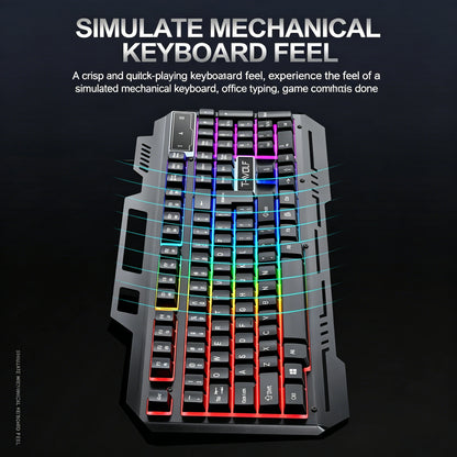 104Keys Gaming Keyboard and Mouse Combo with RGB Backlit,All-Metal Panel Waterproof Light Up,USB Wired Computer Keyboards Gaming