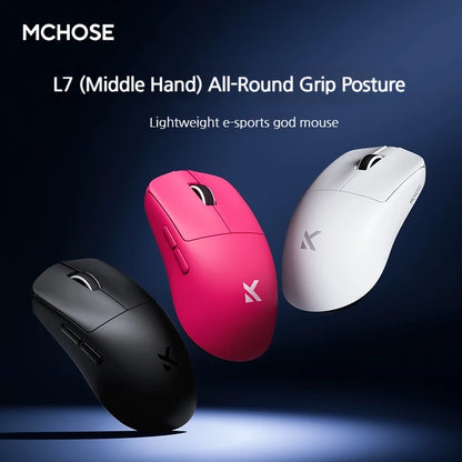 MCHOSE L7 Ultra+ közepes-nagy méretű kézre tervezett gamer e-sport egér, PAW3950, vezeték nélküli, három üzemmódú, könnyű irodai kétmeghajtós számítógépes egér