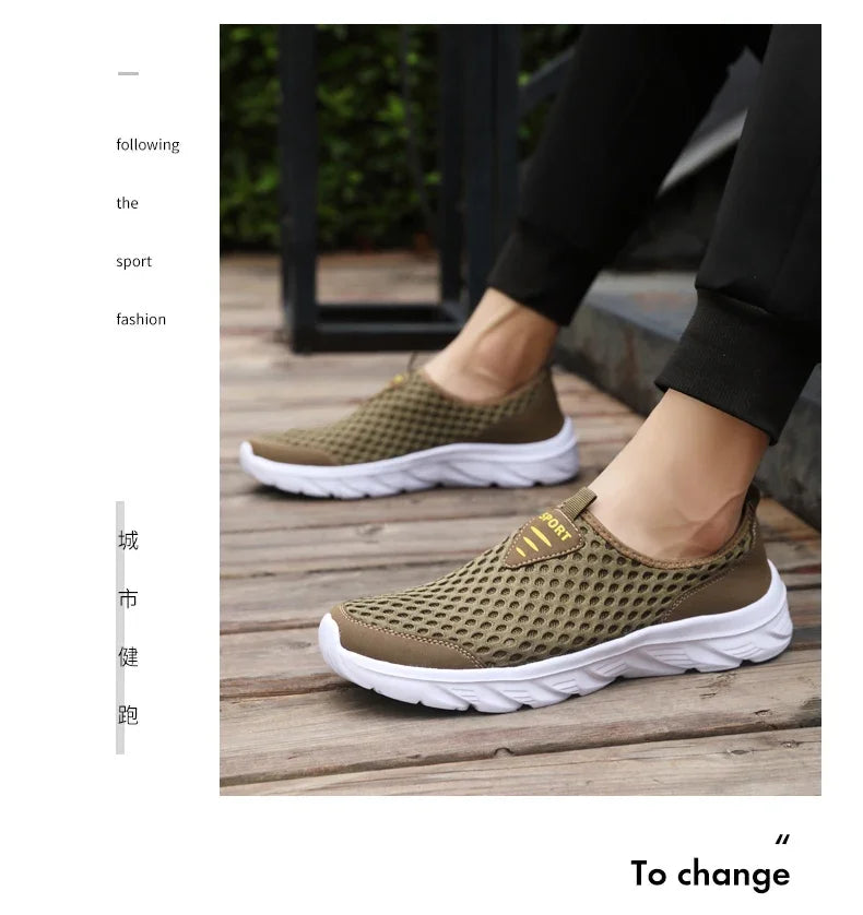 YRZL Lightweight Men's Casual Shoes, Breathable Slip-On Male Casual Sneakers, Anti-Slip Men's Flats, Outdoor Walking Shoes Size 39-46