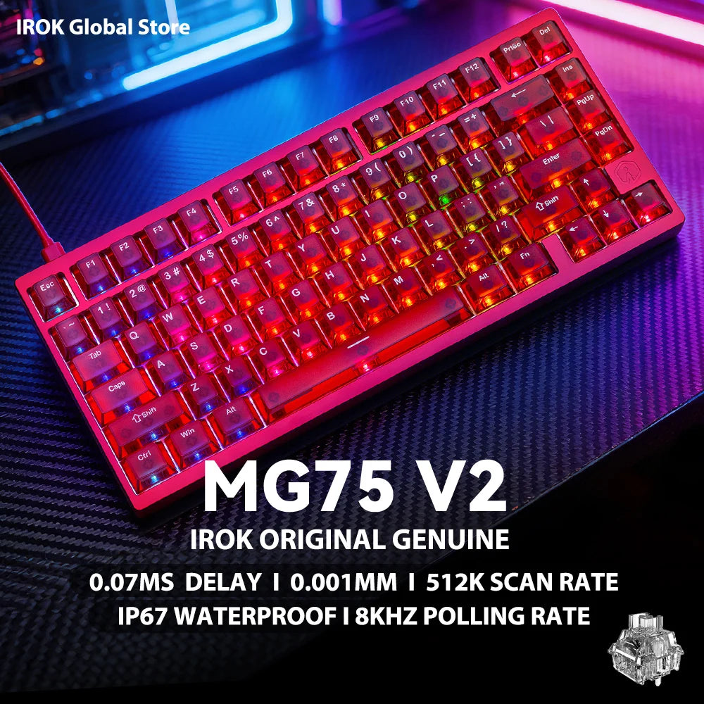 Tastiera meccanica gaming magnetica in alluminio IROK MG75 V2 MG75V2 Rapid Trigger 0.07ms 8KHz 0.001mm frequenza di scansione 512K per gamer