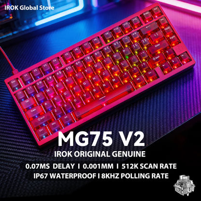 Tastiera meccanica gaming magnetica in alluminio IROK MG75 V2 MG75V2 Rapid Trigger 0.07ms 8KHz 0.001mm frequenza di scansione 512K per gamer