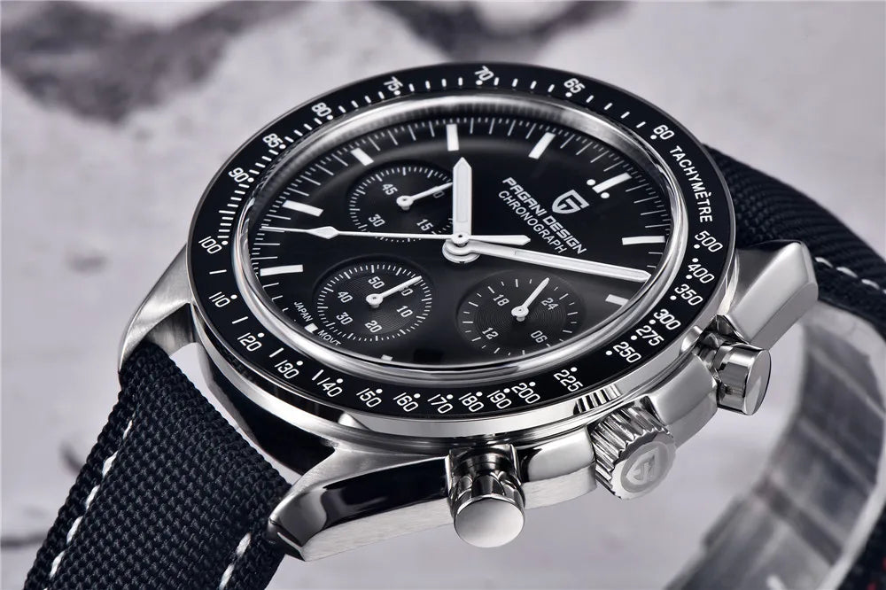PAGANI DESIGN New AR Sapphire Quartz luxury men's watches 500 vitometer Circle Sport M 100 waterproof chronograph 316L all-steel Japan Movt Luminous man Watch