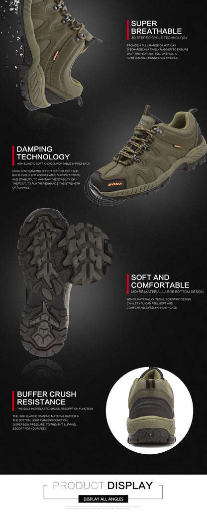 BONA Novedad Estilo Clásico Zapatillas de Senderismo para Hombre con Cordones Zapatillas Deportivas para Hombre Outdoor Jogging Trekking