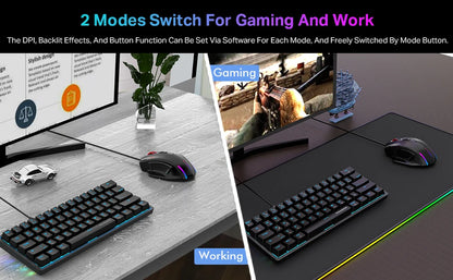 Mouse gaming cablato USB E-YOOSO X-41 Pro con retroilluminazione RGB, 12400 DPI, 11 pulsanti programmabili, mouse ergonomico per lavoro, computer, PC e laptop