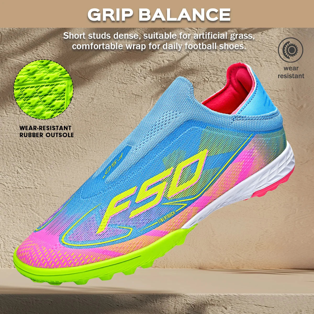 TF Soccer Shoes For Kids Youth PU Fabric Upper Rubber Sole Wear-resistant Non-slip Training Football Boots