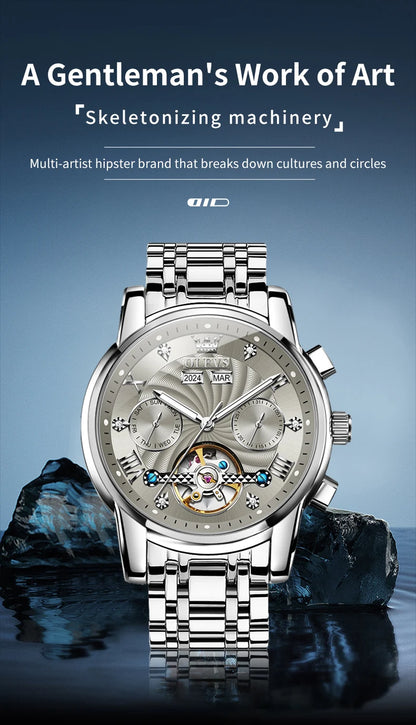 OLEVS 7088 Men Watch Luxury Brand Waterproof Skeleton Automatic Watch HD Fashion Business Men Mechanical Watch Reloj Hombre