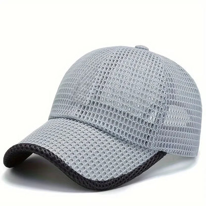 Men's Solid Color Mesh Breathable Baseball Cap Sun Protection Hat Women Sports Cap Camping Cap