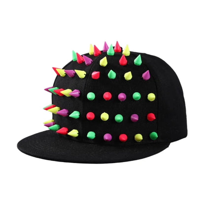 1pc Hip Hop Y2K Style Street Baseball Cap,Personalized Fashion Rivet Duck Tongue Driver Caps Street Dance Flat Edge Skull Caps