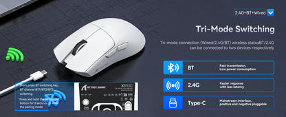 ATTACK SHARK X11SE Wireless Gaming Mouse, Tri-Mode, 63g Superlight With PAW3311 Sensor, 22000 DPI, 300mAh Battery, Dual Driver