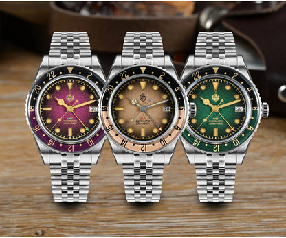 San Martin 2025 Men's Watches Retro NH34 GMT Sandwich Dial 40mm Bidirectional Sapphire Bezel Luxury Sports Watch 20Bar SN0134