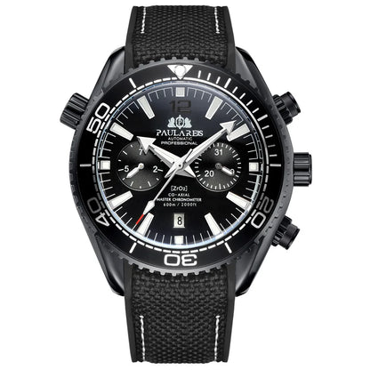 PAULAREIS P Relógio mecânico automático de luxo para homem com corda automática, bracelete em borracha, impermeável, luminoso, com data, relógio de moda masculino