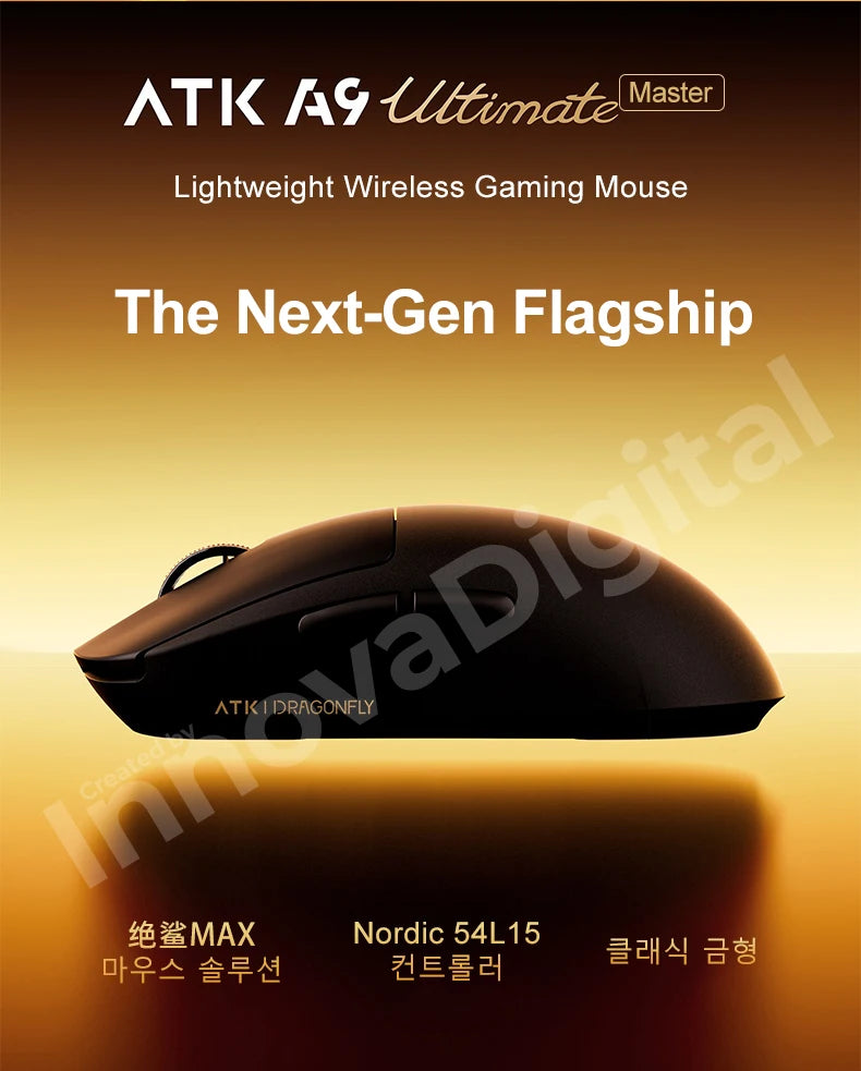 Mouse da gaming wireless ATK Dragonfly A9 Ultimate A9 Air PAW3950 ultraleggero ergonomico per e-sport FPS Gamer CSGO A9 Ultra