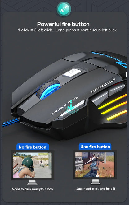 IMICE X7 Optical Gaming Mouse Adjustable DPI Ergonomic Anti-Slip Design Colorful Luminous Suitable for Desktop Computers Laptop
