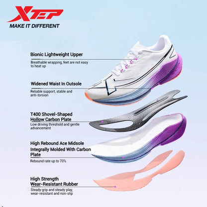 Xtep Shyft 1.0 profesionalni tekaški čevlji za moške, poletni maratonski čevlji z ogljikovo ploščo za blaženje udarcev, tekmovalni čevlji 875319110083