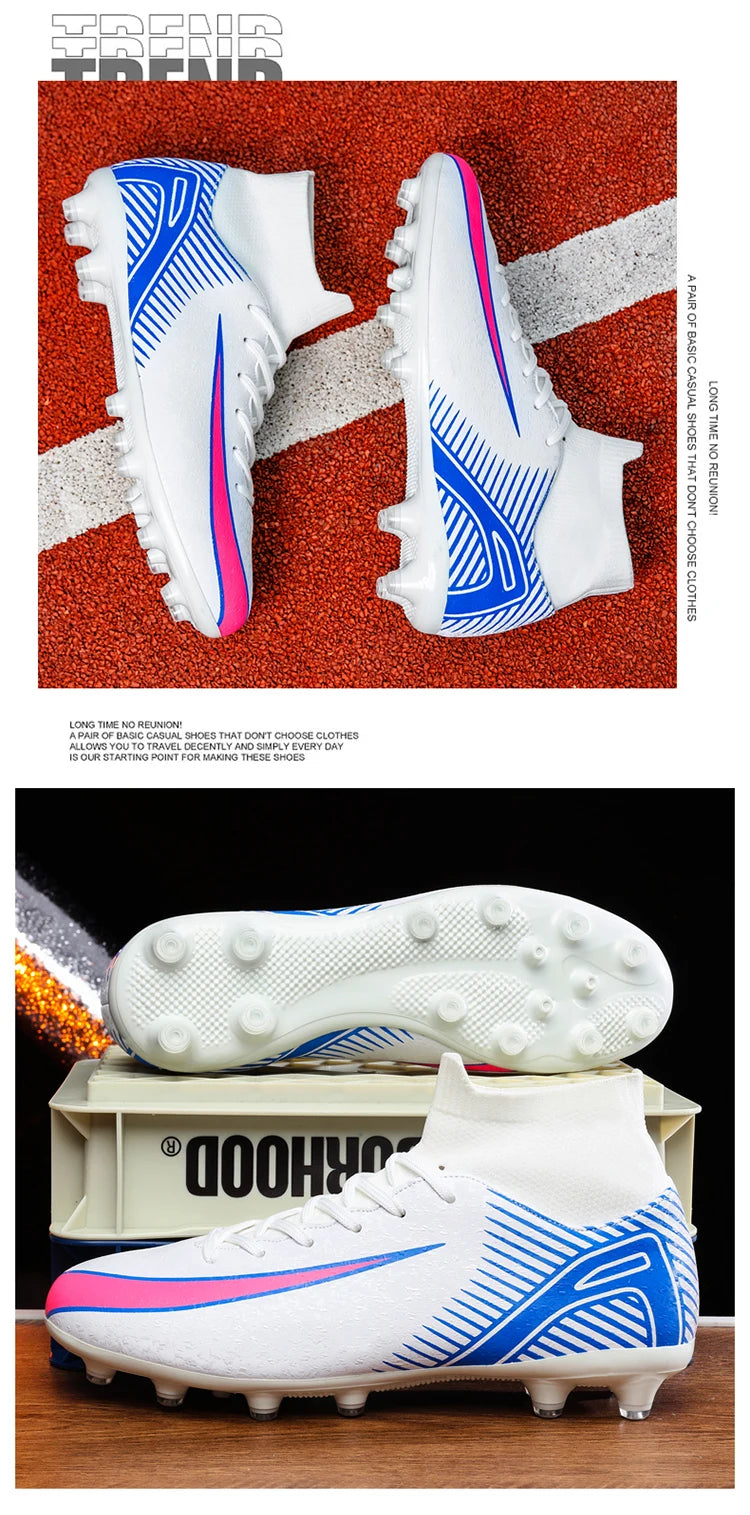 High Top Football Boots Men's Large Size 47 Training Sports AG Long Nail TF Broken Nail Ball Shoes Net Lining Rubber Outsole