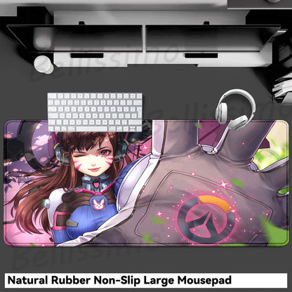 Гейминг аксесоари O-Overwatch D-D.va подложка за мишка, голяма подложка за клавиатура и мишка за PC бюро, XXL удължена gamer подложка за мишка