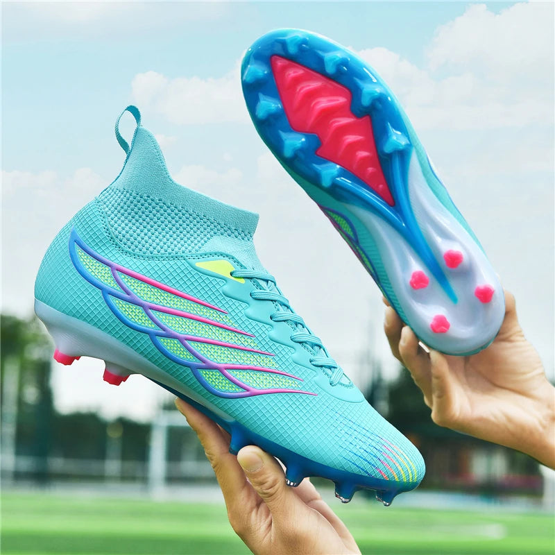 Botas de futebol Superfly FG para exterior, sapatilhas de futebol pretas com pitons, calçado desportivo profissional macio, respirável e confortável, tamanhos grandes