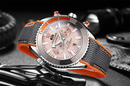 PAULAREIS P Relógio mecânico automático de luxo para homem com corda automática, bracelete em borracha, impermeável, luminoso, com data, relógio de moda masculino