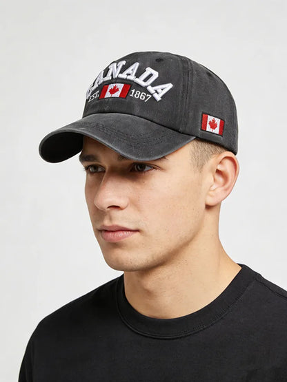 1 Unisex Outdoor Embroidered CANADA Baseball Cap - Adjustable, Sun-Protective & Casual, Ideal for Spring & Autumn Travel