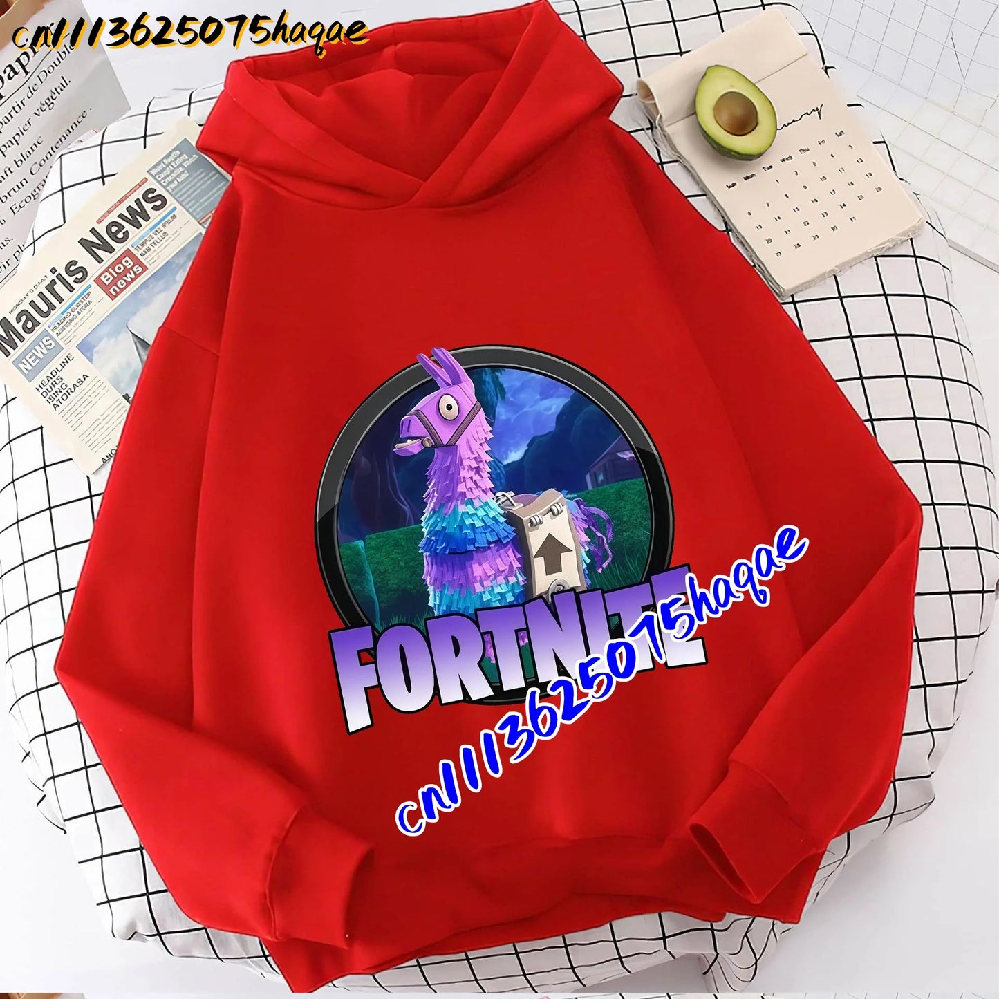 FORTNITED Felpa con cappuccio a maniche lunghe per bambini, bambine e ragazzi, streetwear, pullover, stile anime, top moda per bambini, idea regalo