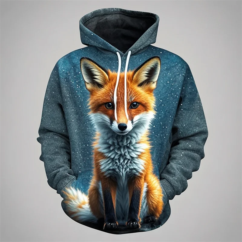 Autumn Fox Animal Graphic 3D Print Hoodies Women Men Fashion Long Sleeve Hooded Sweatshirts Streetwear Pullovers Female Clothing
