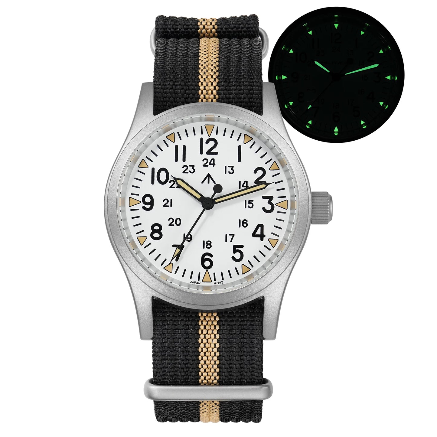 Militado ML05 Military Watch VH31 Sweep Movement Domed Sapphire Crystal Wristwatch High Clear AR Coating 38mm Vintage Watches