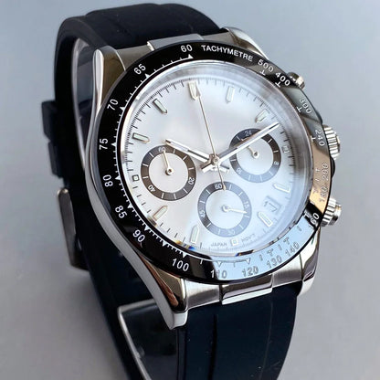 Reloj de lujo para hombre VK63 con movimiento de cuarzo, cronógrafo de negocios, 39mm, acero/oro rosa, fecha, esfera luminosa y cronógrafo completo