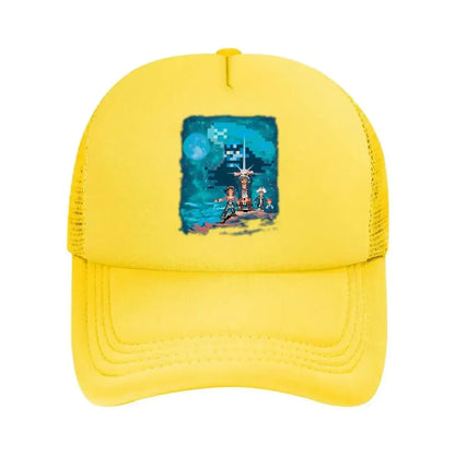 Pixel Adventure Retro, 8 - Bit - Style Character Graphic Art Design Mesh Baseball Cap