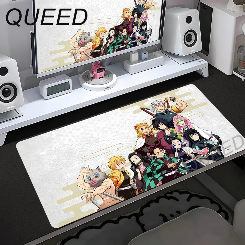 Computer Table Mat Keyboard Desk Pads Anime Mouse Pad Kawaii Girl Mousepad 900x400mm Rubber Non-slip Mouse Mats Demon Slayers XL