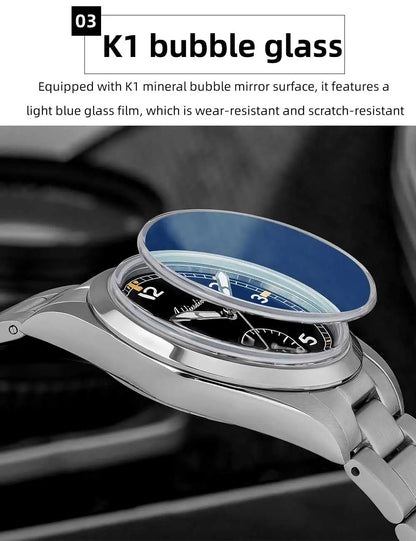 Relógio de quartzo ADDIESDIVE 36mm para homem VH60, luminoso BGW9, vidro em cúpula tipo bolha, resistente à água 10Bar, em aço inoxidável