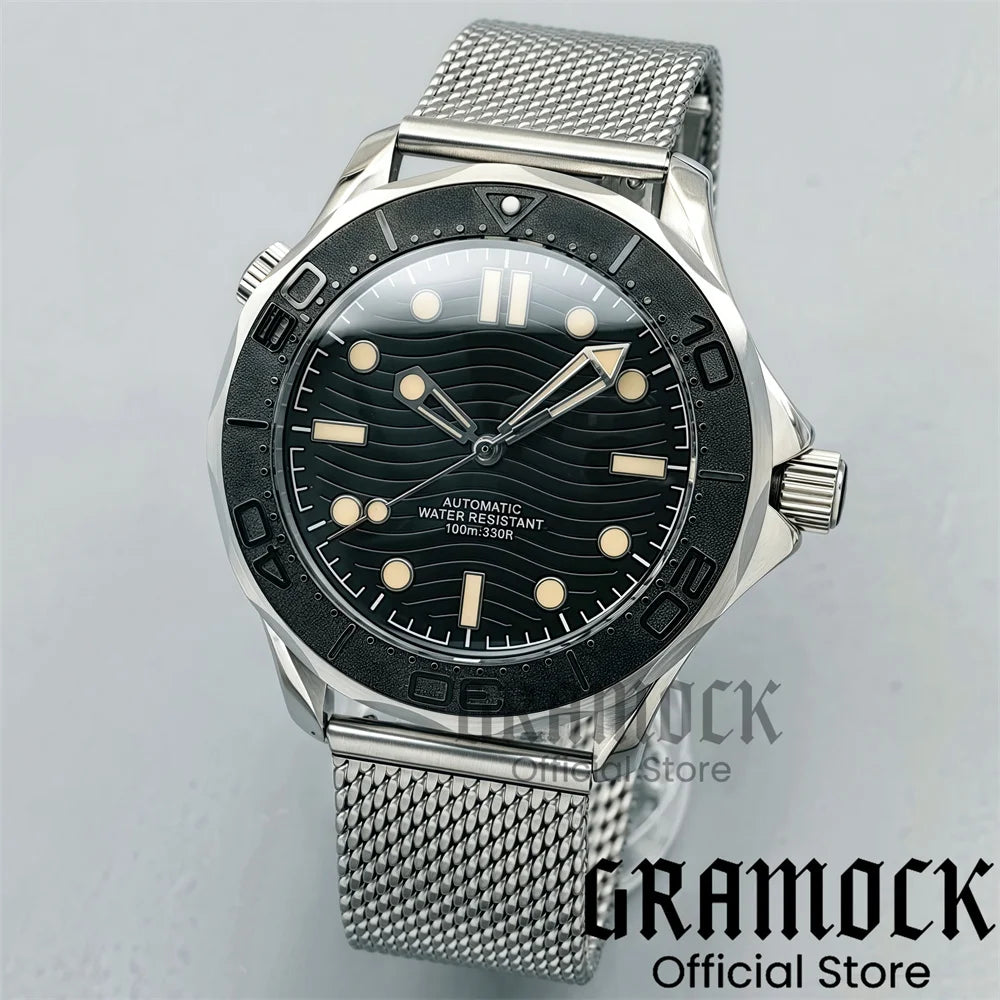 Gramock New 007 NTTD Wristwatch 41mm Men Mechanical Watch Automatic Watch Domed Sapphire Glass Luminous Diving Steel NH35/PT5000