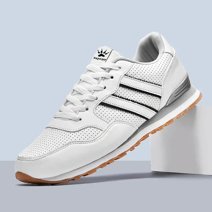 Autumn Sports Shoes Men's Flat Running White Durable Classic Casual Shoes Low Cut Trendy  Fashionable Hiking and Walking Shoes