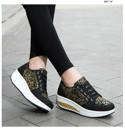 Damen-Leder-Sneaker, lässig, modisch und bequem – Plateau-Walking-Schuhe, Keilabsatz-Mokassins, atmungsaktive Loafer, Damenschuhe