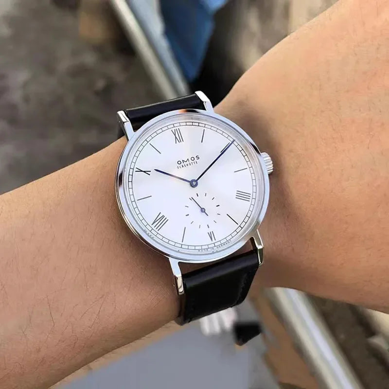 Men's 38mm automatic mechanical watch suitable for Seagull ST1701 self-winding movement, waterproof transparent back wristwatch.