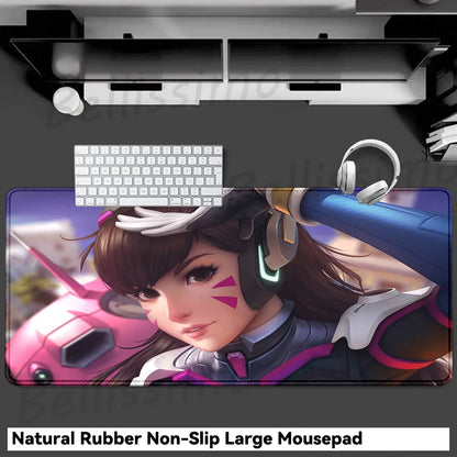 Гейминг аксесоари O-Overwatch D-D.va подложка за мишка, голяма подложка за клавиатура и мишка за PC бюро, XXL удължена gamer подложка за мишка