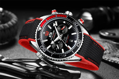 PAULAREIS P Relógio mecânico automático de luxo para homem com corda automática, bracelete em borracha, impermeável, luminoso, com data, relógio de moda masculino