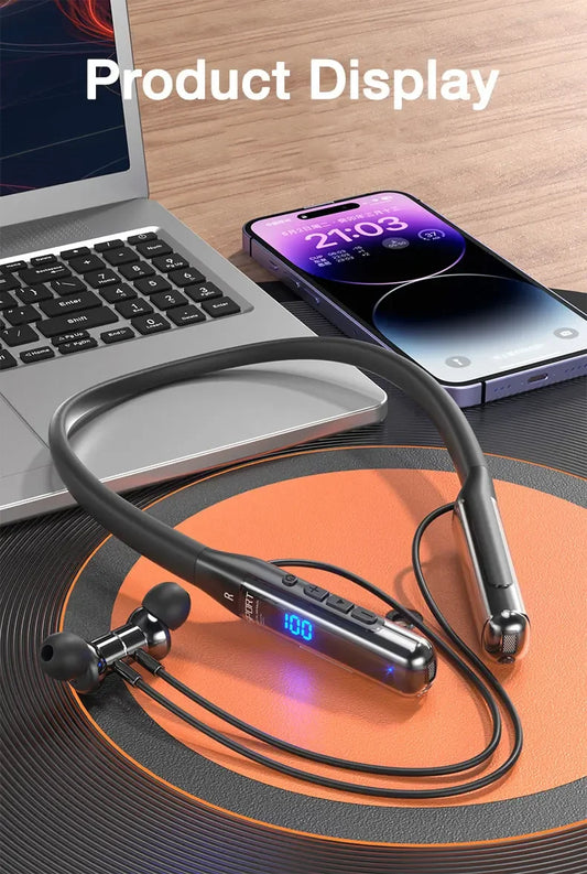 EARDECO 80 heures d'endurance Bluetooth casque sans fil avec Microphone tour de cou Bluetooth 5.3 écouteurs casque basse stéréo