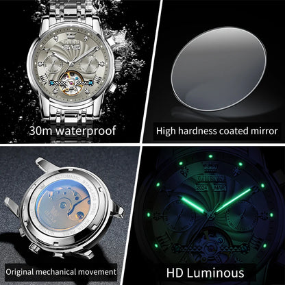 OLEVS 7088 Men Watch Luxury Brand Waterproof Skeleton Automatic Watch HD Fashion Business Men Mechanical Watch Reloj Hombre