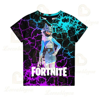 Fortnite Boys T-shirt Kids Tops Summer Children Clothes 3D Funny Battle Royale Game Graphics T Shirt Toddler Girls Top Tee