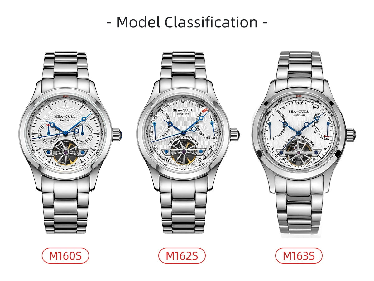 Seagull Flywheel Series Men's Watch Xidong Mechanical Watch 316L Precision Steel Band 39mm Business Watch Relojes Para Hombres
