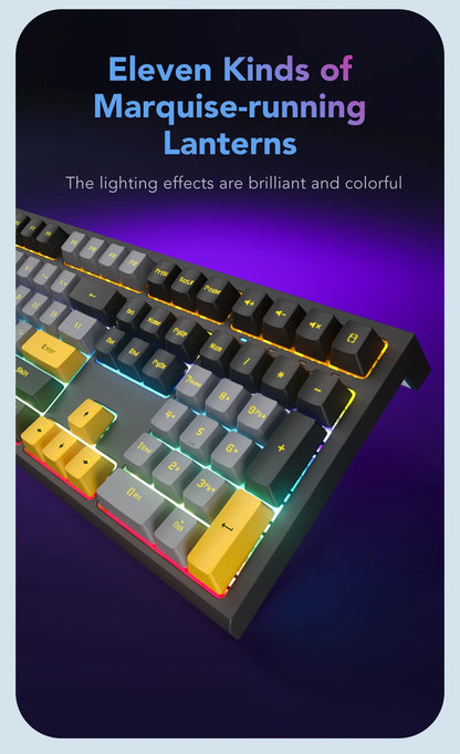 108-key Wired Mechanical Gaming Keyboard with RGB Backlit | Gaming Chip | Low Latency | Anti-Ghosting | for PC Win/Mac Gamers