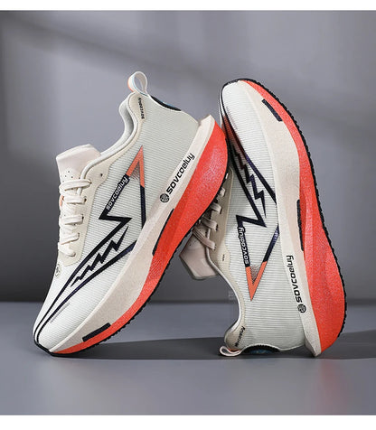 Sapatilhas de corrida com placa de carbono, especialidade maratona, para homem e mulher, desportivas, respiráveis, leves, confortáveis, atléticas e antiderrapantes
