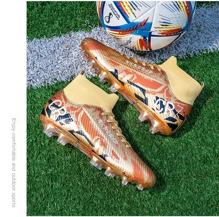 Unisex Teen Low Top Football Shoes Lightweight Elastic Sole Anti Slip Short Spikes Lawn Field Match Training Sneakers